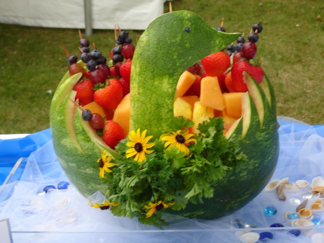 Carved Watermelon Swan